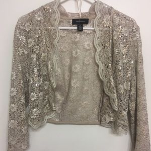 Lace cropped jacket with sequin detail